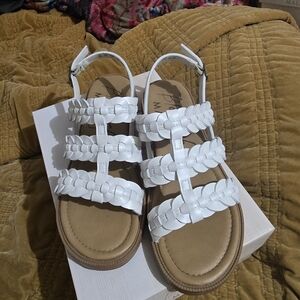 White Braided Blowfish Sandals